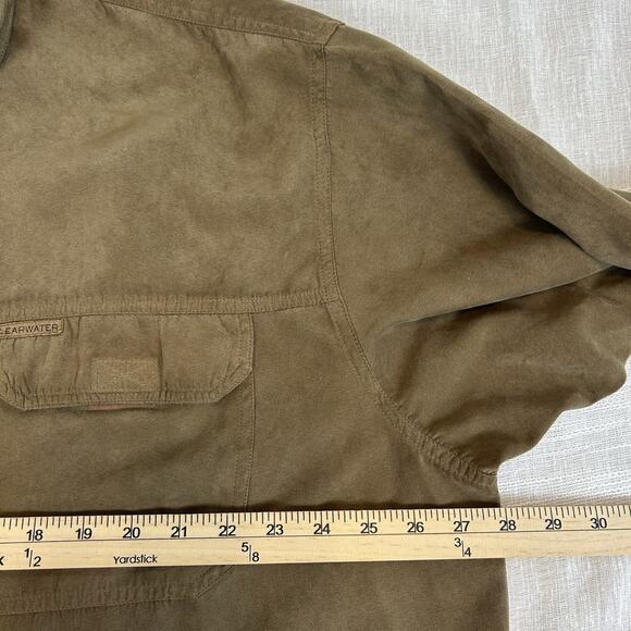 Clearwater Outfitters Mens XXL Faux Suede Button Down Shirt Beige Long Sleeve 2X - Picture 8 of 9